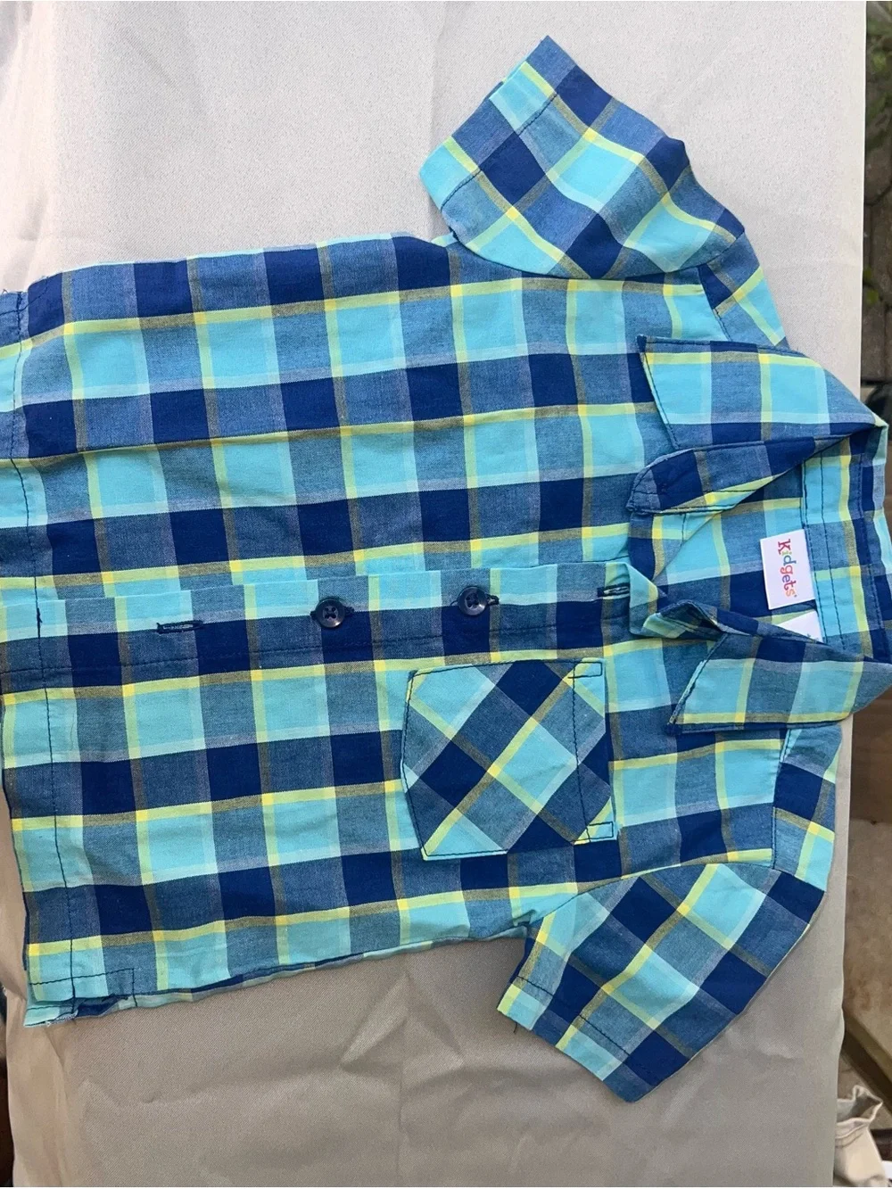 Cat & Jack Pastel Plaid Button-Up Baby Onesie - Mint Pink Yellow Navy